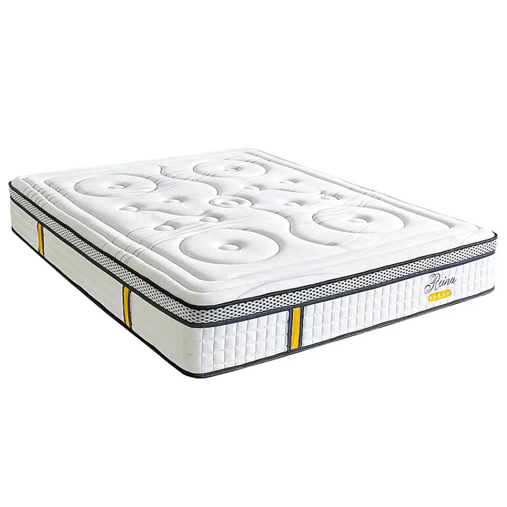 Ensemble Reina 2.0 140x190 cm Matelas Ressorts ensachés + Sommier Bois>Bellecour