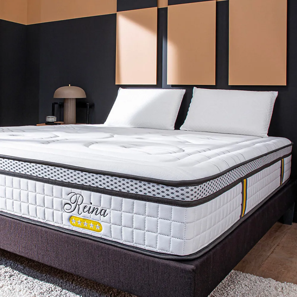 Ensemble Reina 2.0 140x190 cm Matelas Ressorts ensachés + Sommier Bois>Bellecour