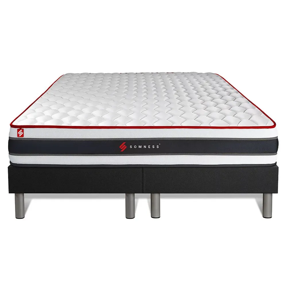 Somness Ensemble Ressorts ensachés et mémoire de forme de confort Ferme avec sommier tapissier* Ensemble Sommier Et Matelas