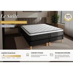 Prestige Literie Ensemble Ressorts ensachés et mémoire de forme de confort Equilibré avec sommier tapissier* Ensemble Sommier Et Matelas