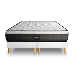 Prestige Literie Ensemble Ressorts ensachés et mémoire de forme de confort Equilibré avec sommier tapissier* Ensemble Sommier Et Matelas