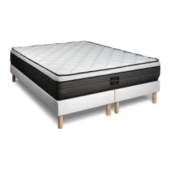 Prestige Literie Ensemble Ressorts ensachés et mémoire de forme de confort Equilibré avec sommier tapissier* Ensemble Sommier Et Matelas