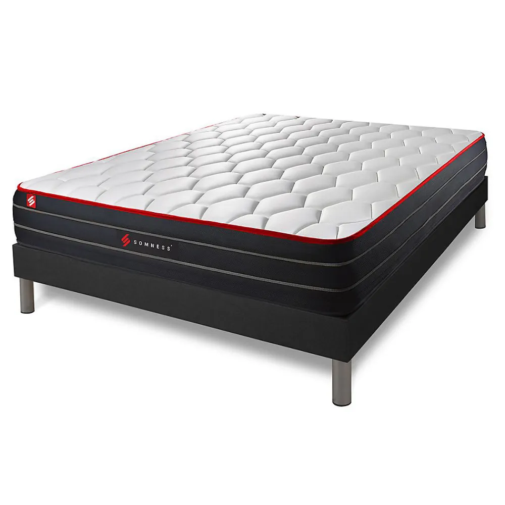 Ensemble Ressorts ensachés et mémoire de forme de confort Equilibré avec sommier kit>Somness Outlet