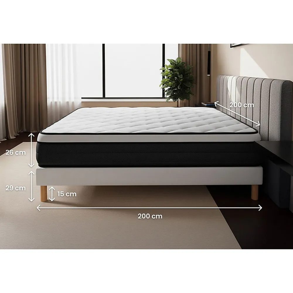 Ensemble Ressorts ensachés et mémoire de forme de confort Equilibré avec sommier kit>Prestige Literie Discount