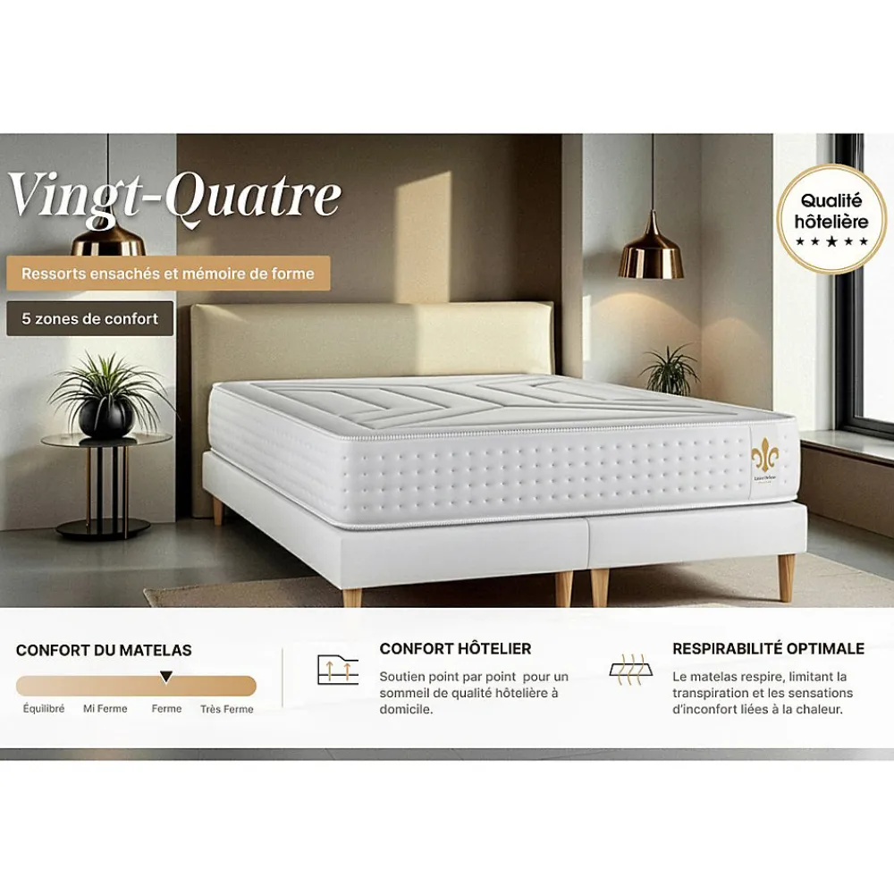 Ensemble Ressorts ensachés et mémoire de forme de confort Ferme avec sommier tapissier>Litier Deluxe Best
