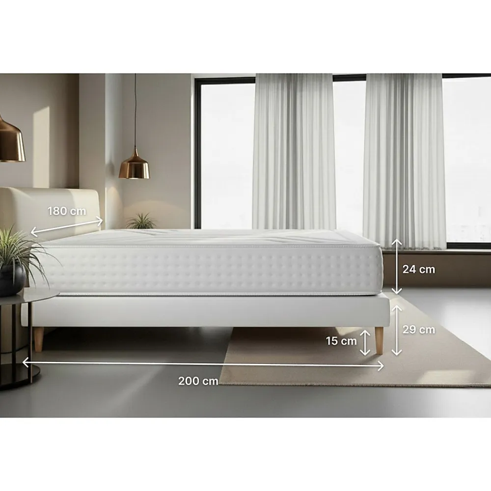 Ensemble Ressorts ensachés et mémoire de forme de confort Ferme avec sommier tapissier>Litier Deluxe Best