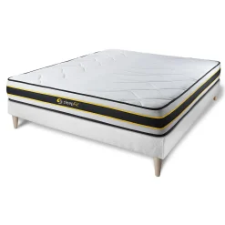 Ensemble Ressorts ensachés et mémoire de forme de confort Ferme avec sommier tapissier><noscript><img width=