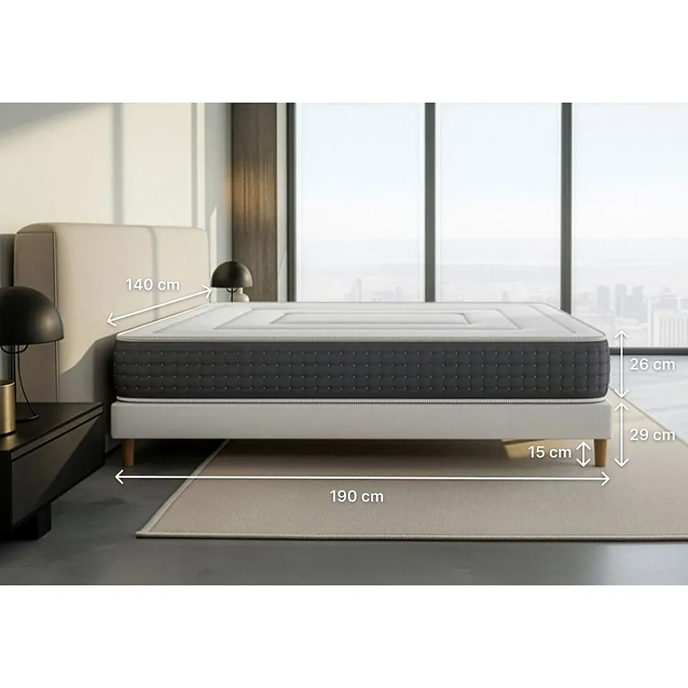 Litier Deluxe Ensemble Ressorts ensachés et mémoire de forme de confort Ferme avec sommier kit* Ensemble Sommier Et Matelas