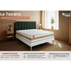 Ensemble Ressorts ensachés et mémoire de forme de confort Equilibré avec sommier tapissier><noscript><img width=