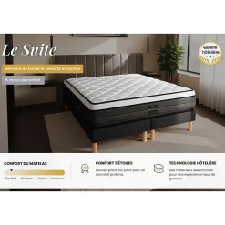 Ensemble Ressorts ensachés et mémoire de forme de confort Equilibré avec sommier tapissier><noscript><img width=