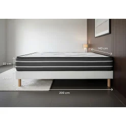 Prestige Literie Ensemble Ressorts ensachés et mémoire de forme de confort Ferme avec sommier kit* Ensemble Sommier Et Matelas