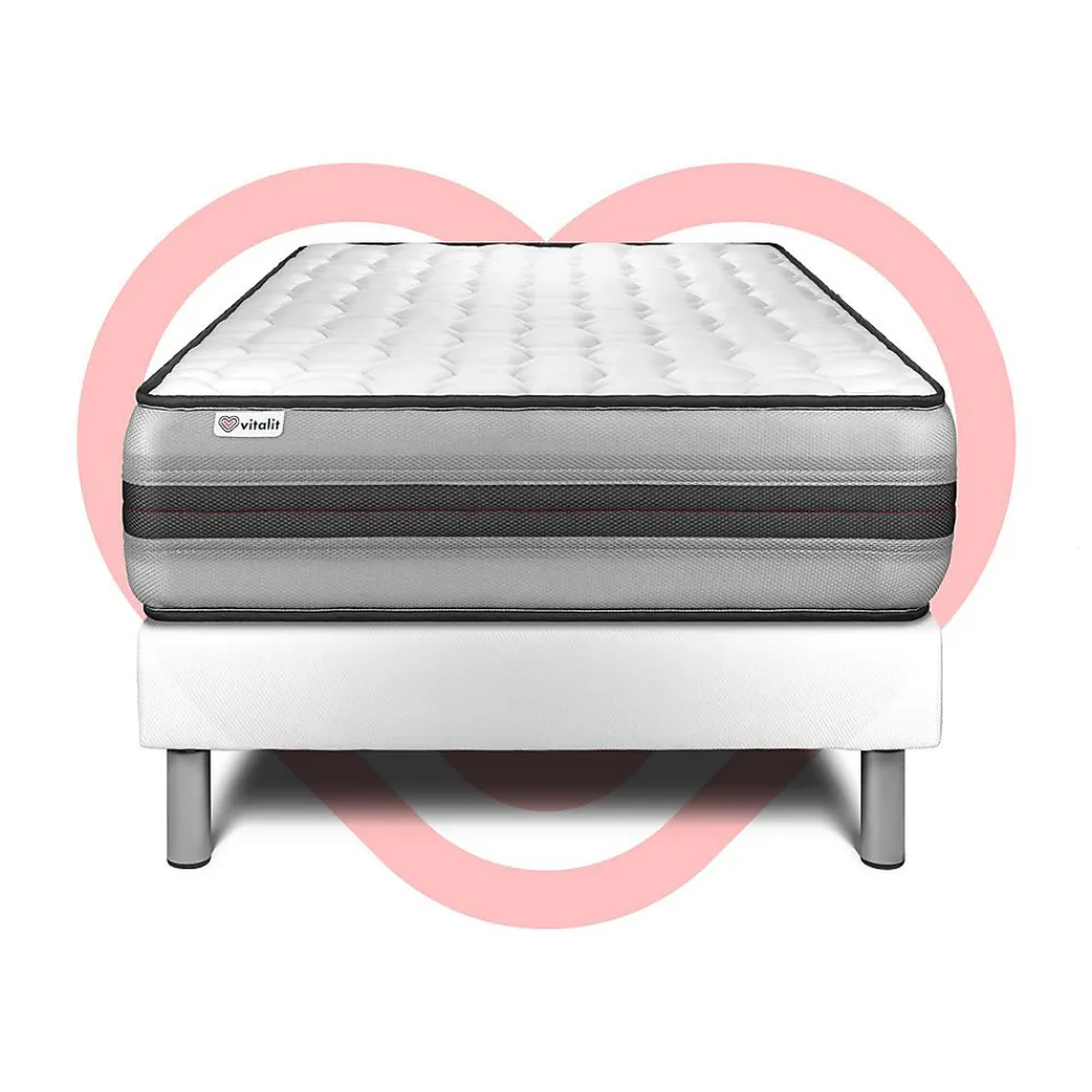 Vitalit Ensemble Ressorts ensachés et mémoire de forme de confort Equilibré avec sommier kit* Ensemble Sommier Et Matelas