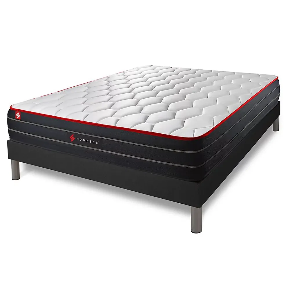Somness Ensemble Ressorts ensachés et mémoire de forme de confort Equilibré avec sommier kit* Ensemble Sommier Et Matelas