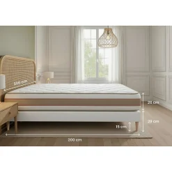 Marmottes & Co Ensemble Ressorts ensachés et mémoire de forme de confort Equilibré avec sommier tapissier* Ensemble Sommier Et Matelas