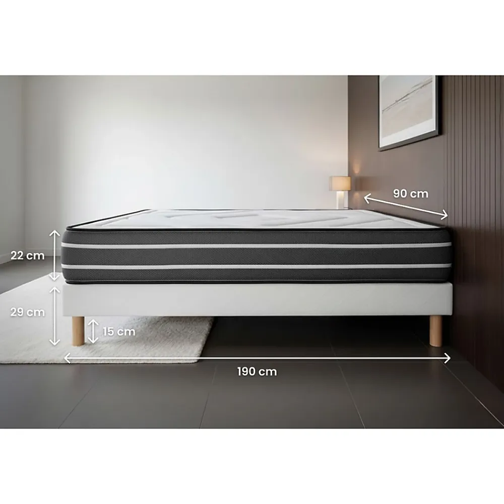 Prestige Literie Ensemble Ressorts ensachés et mémoire de forme de confort Ferme avec sommier kit* Ensemble Sommier Et Matelas