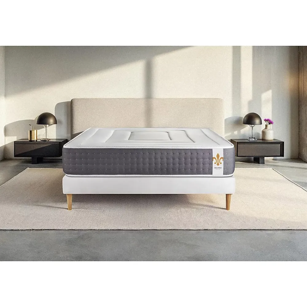 Litier Deluxe Ensemble Ressorts ensachés et mémoire de forme de confort Ferme avec sommier tapissier* Ensemble Sommier Et Matelas