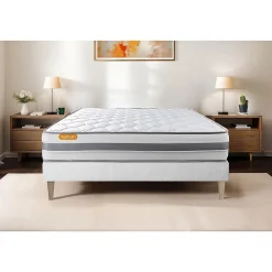 Sept Nuits Ensemble Ressorts ensachés et mémoire de forme de confort Ferme avec sommier tapissier* Ensemble Sommier Et Matelas