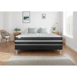 Vitalit Ensemble Ressorts ensachés et mémoire de forme de confort Ferme avec sommier tapissier* Ensemble Sommier Et Matelas