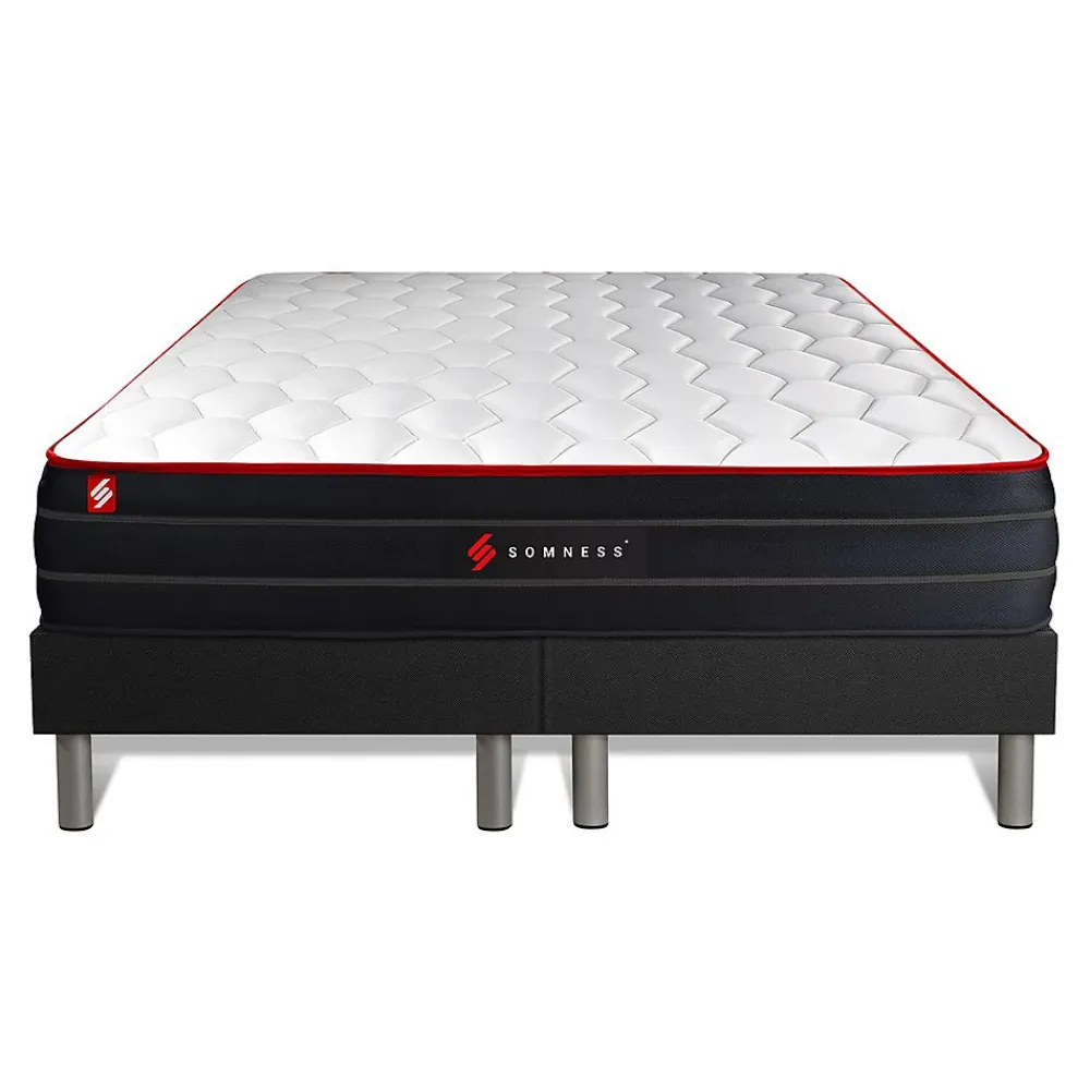 Somness Ensemble Ressorts ensachés et mémoire de forme de confort Equilibré avec sommier tapissier* Ensemble Sommier Et Matelas