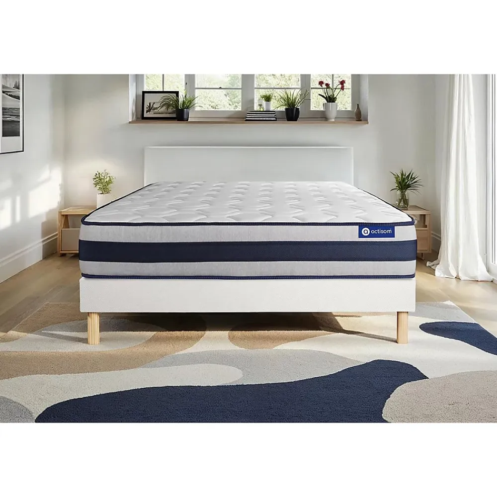 Actisom Ensemble Ressorts ensachés et mémoire de forme de confort Ferme avec sommier kit* Ensemble Sommier Et Matelas