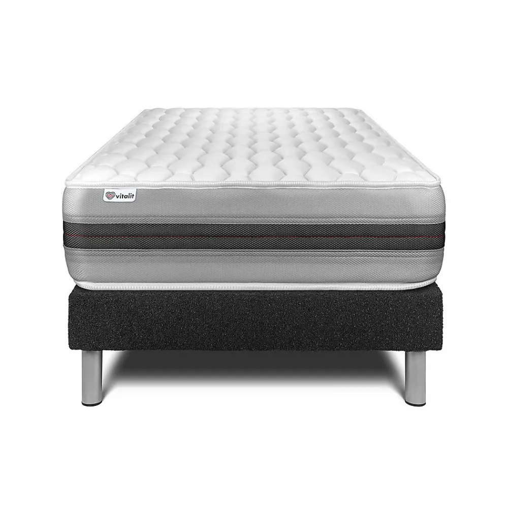Vitalit Ensemble Ressorts ensachés et mémoire de forme de confort Equilibré avec sommier tapissier* Ensemble Sommier Et Matelas