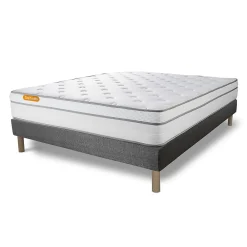 Ensemble Ressorts ensachés et mémoire de forme de confort Equilibré avec sommier tapissier><noscript><img width=
