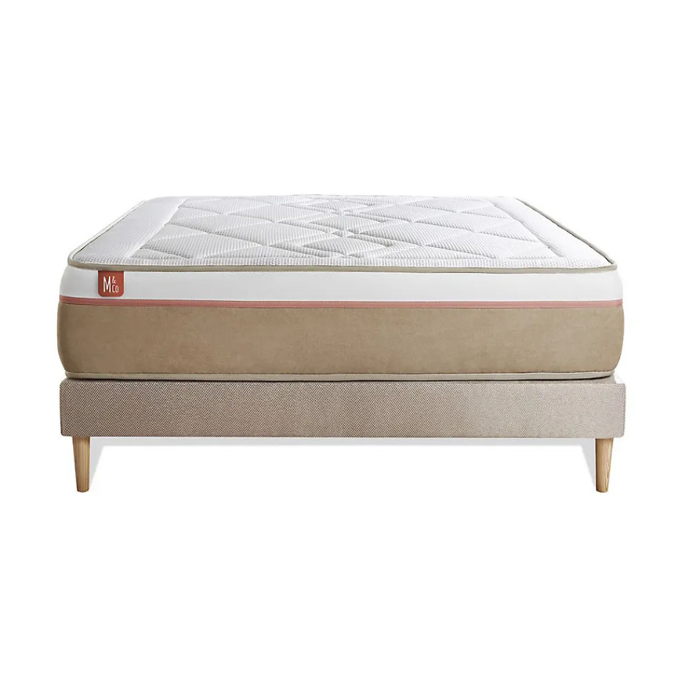 Marmottes & Co Ensemble Ressorts ensachés et mémoire de forme de confort Equilibré avec sommier kit* Ensemble Sommier Et Matelas