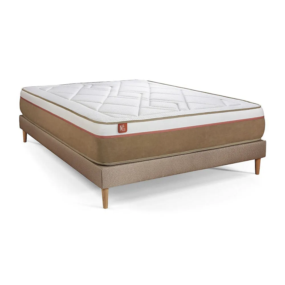 Marmottes & Co Ensemble Ressorts ensachés et mémoire de forme de confort Equilibré avec sommier kit* Ensemble Sommier Et Matelas