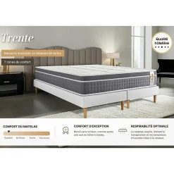 Litier Deluxe Ensemble Ressorts ensachés et mémoire de forme de confort Equilibré avec sommier tapissier* Ensemble Sommier Et Matelas