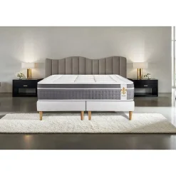 Litier Deluxe Ensemble Ressorts ensachés et mémoire de forme de confort Equilibré avec sommier tapissier* Ensemble Sommier Et Matelas