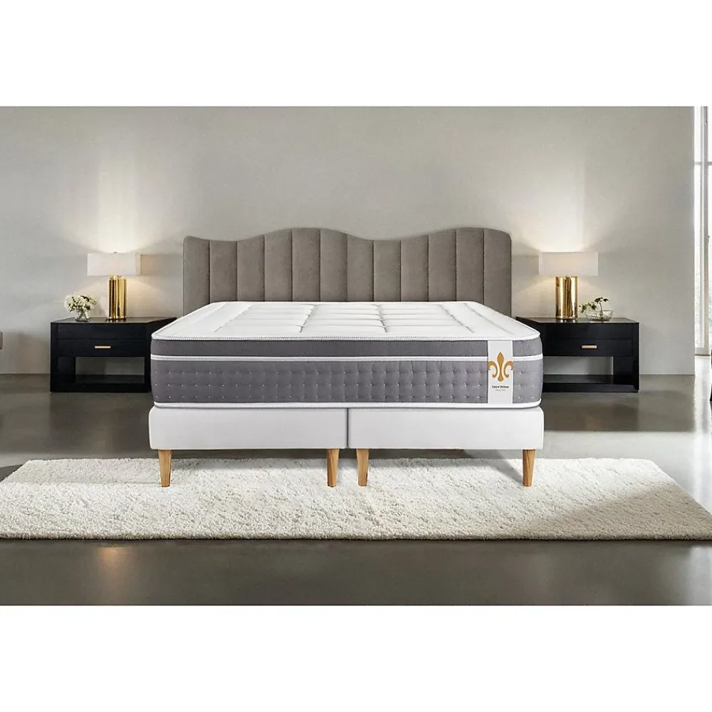 Litier Deluxe Ensemble Ressorts ensachés et mémoire de forme de confort Equilibré avec sommier tapissier* Ensemble Sommier Et Matelas