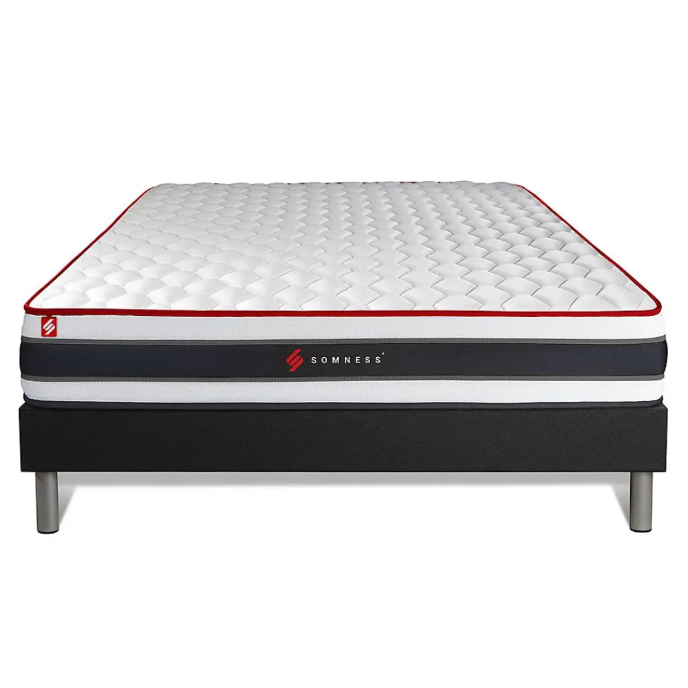 Somness Ensemble Ressorts ensachés et mémoire de forme de confort Ferme avec sommier tapissier* Ensemble Sommier Et Matelas