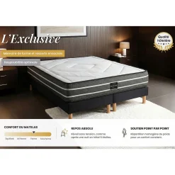 Ensemble Ressorts ensachés et mémoire de forme de confort Ferme avec sommier tapissier><noscript><img width=