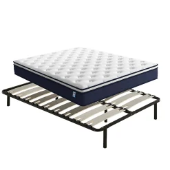 Ensemble 140x190 cm Matelas à ressorts + Sommier avec lattes larges, Epaisseur du Matelas 25cm>Teeno Hot