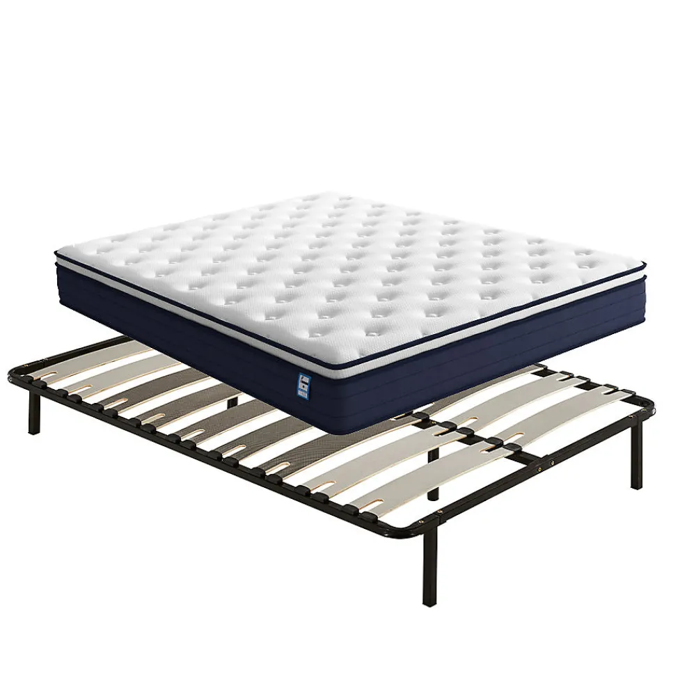 Ensemble 140x190 cm Matelas à ressorts + Sommier avec lattes larges, Epaisseur du Matelas 25cm>Teeno Hot