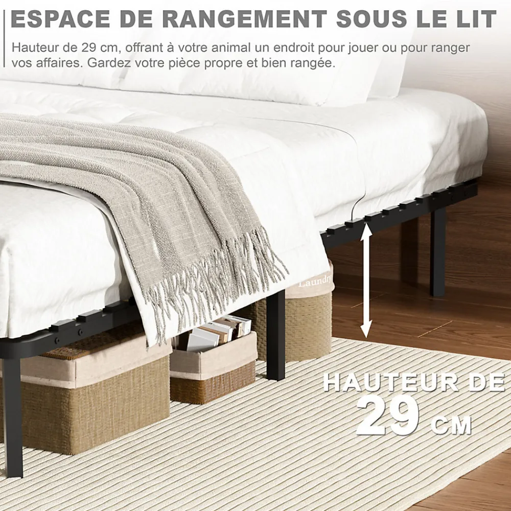Ensemble 140x190 cm Matelas à ressorts +Sommier à Lattes sur Pieds, Epaisseur du Matelas 30cm>Teeno Hot