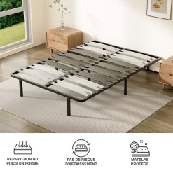 Teeno Ensemble 140x190 cm Matelas double en mousse de 17 cm + sommier à lattes* Ensemble Sommier Et Matelas