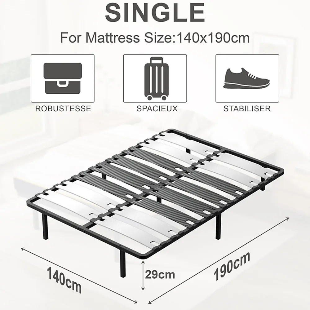 Teeno Ensemble 140x190 cm Matelas double en mousse de 17 cm + sommier à lattes* Ensemble Sommier Et Matelas