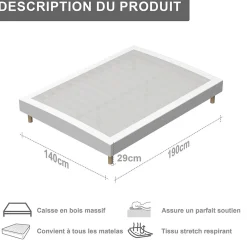 Ensemble 160x200 cm Matelas en Mousse+ Lit Sommier Tapissier Déco, Epaisseur du Matelas 22cm><noscript><img width=