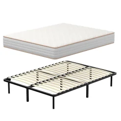Ensemble 140x190 cm Matelas Mousse + Sommier à Lattes, Epaisseur du Matelas 18 cm>Teeno Best