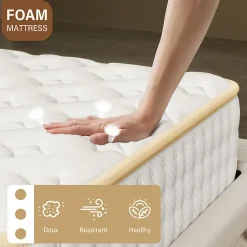 Ensemble 140x190 cm Matelas Mousse + Sommier à Lattes, Epaisseur du Matelas 18 cm><noscript><img width=