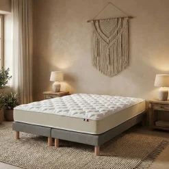 Idliterie Ensemble 180x200 Matelas polylatex 80 kg/m3 et sommier tapissier beige* Ensemble Sommier Et Matelas
