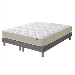 Idliterie Ensemble 180x200 Matelas polylatex 80 kg/m3 et sommier tapissier beige* Ensemble Sommier Et Matelas