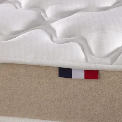 Idliterie Ensemble 1400x200 Matelas polylatex 80 kg/m3 et sommier tapissier beige* Ensemble Sommier Et Matelas