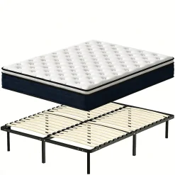 Ensemble 140x190cm Matelas à ressorts +Sommier à Lattes sur Pieds, Epaisseur du Matelas 25cm>Teeno Clearance
