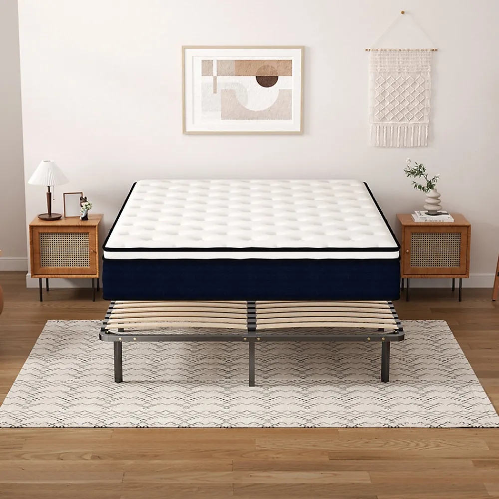 Ensemble 140x190cm Matelas à ressorts +Sommier à Lattes sur Pieds, Epaisseur du Matelas 25cm>Teeno Clearance
