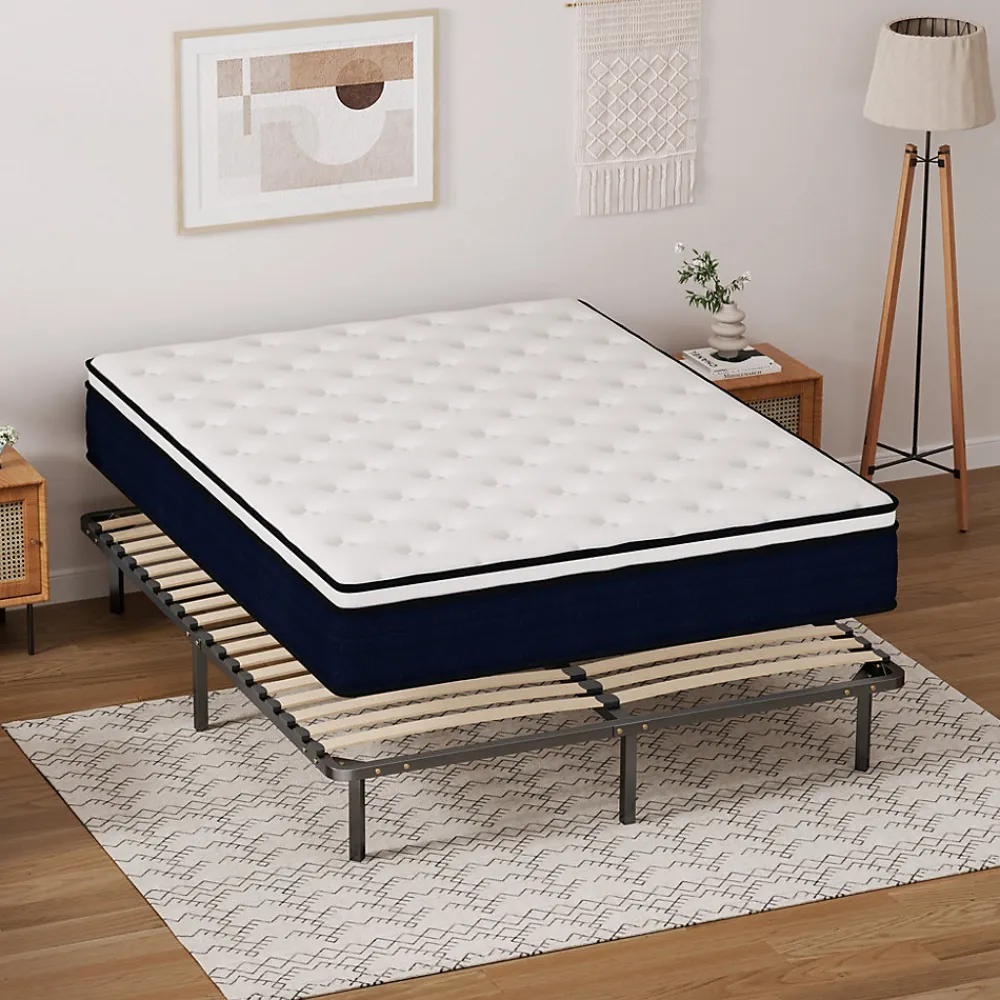 Ensemble 140x190cm Matelas à ressorts +Sommier à Lattes sur Pieds, Epaisseur du Matelas 25cm>Teeno Clearance