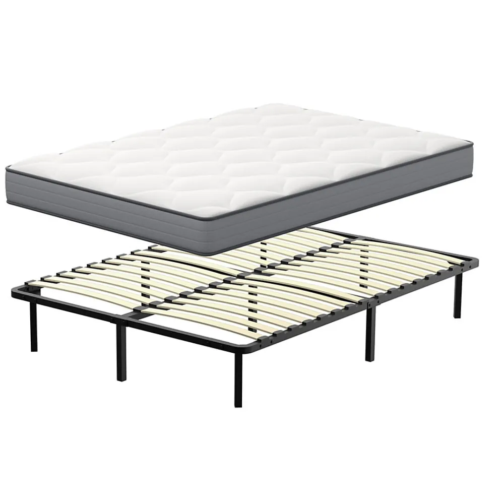 Ensemble 140x190cm Matelas à ressorts +Sommier à Lattes sur Pieds, Epaisseur du Matelas 20cm>Teeno Outlet