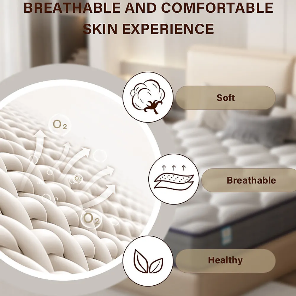 Ensemble 140x190cm Matelas à ressorts +Sommier à Lattes sur Pieds, Epaisseur du Matelas 20cm>Teeno Outlet