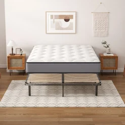 Ensemble 140x190cm Matelas à ressorts +Sommier à Lattes sur Pieds, Epaisseur du Matelas 20cm><noscript><img width=